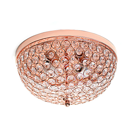 Lalia Home Crystal Glam 2-Light Ceiling Flush-Mount Light, Rose Gold/Crystal