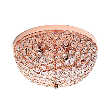 Lalia Home Crystal Glam 2-Light Ceiling Flush-Mount Light, Rose Gold/Crystal