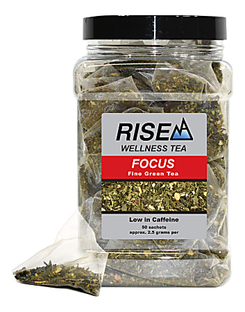 RISE NA Wellness Tea, Green Tea, 8 Oz, Canister Of 50 Sachets