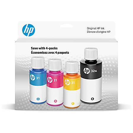 HP31 CMY/32XL Blk Bottled Ink Crtg 4-Pk, 7E6X7AN