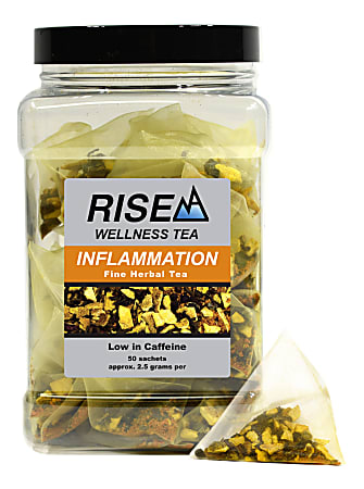 RISE NA Wellness Tea, Turmeric And Pepper, 8 Oz, Canister Of 50 Sachets