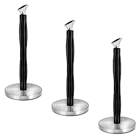 Alpine Paper Towel Holders, Sparkling Ripples, 14" x 6-3/4" x 6-3/4", Black/Silver, Pack Of 3 Holders
