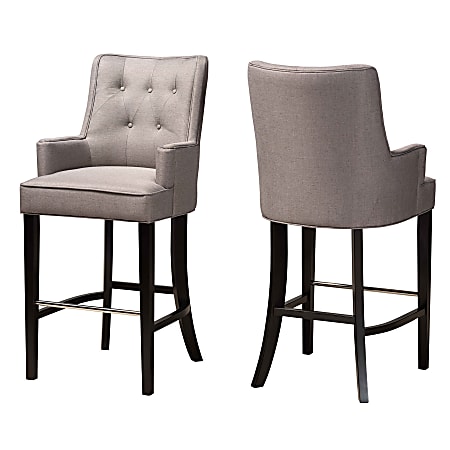 Baxton Studio Aldon Bar Stools, Gray/Dark Brown, Set Of 2 Stools