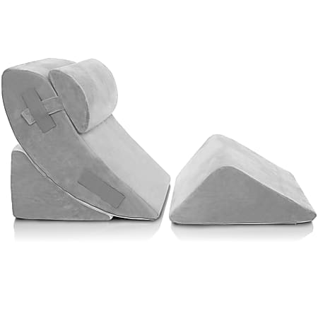 AllSett Health® 4-Piece Orthopedic Bed Wedge Pillows Set, 23-5/8”H x 27”W x 7-7/8”D, Gray