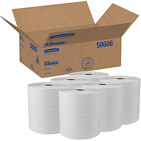 Kleenex® Professional™ 1-Ply Paper Towels, 50% Recycled, 600' Per Roll, Pack Of 6