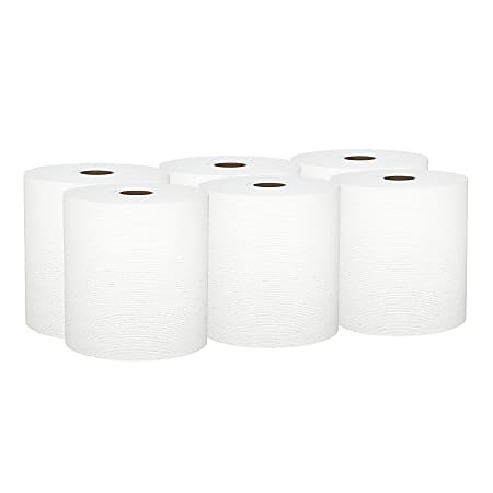 Kleenex® Professional™ 1-Ply Paper Towels, 50% Recycled, 600' Per Roll, Pack Of 6