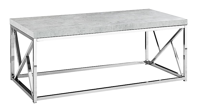 Monarch Specialties Delmar Coffee Table, 17"H x 47-1/4"W x 23-3/4"D, Gray Cement