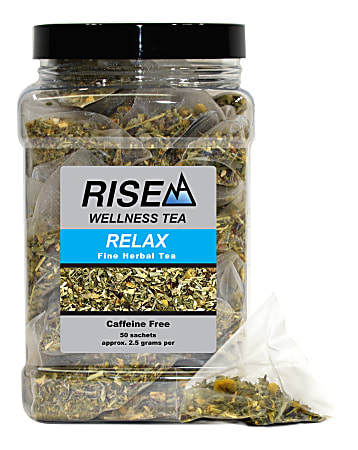 RISE NA Wellness Tea, Chamomile And Fruit Nectars, 8 Oz, Canister Of 50 Sachets