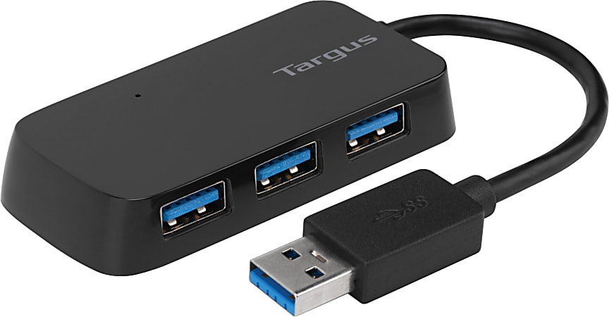 Targus® 4-Port USB 3.0 SuperSpeed™ Hub, 2.75"H x 0.5"W x 0.5"D