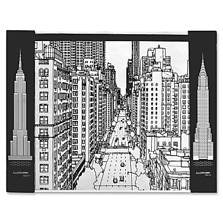 Aurora Illustrator Jr DeskPad Cityscape - Rectangle - 17" Width x 22.8" Depth - Kraft - Black, White