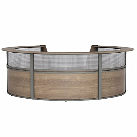 Linea Italia, Inc 142"W 5-Unit Curved Reception Desk, Natural Walnut