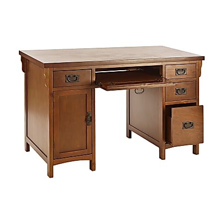 Southern Enterprises Mission Computer Desk, Brown Mahogany