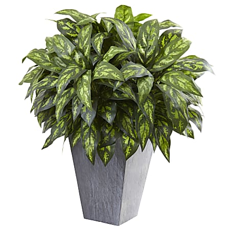 Nearly Natural Silver King 37”H Artificial Plant With Planter, 37”H x 32”W x 35”D, Green/Slate