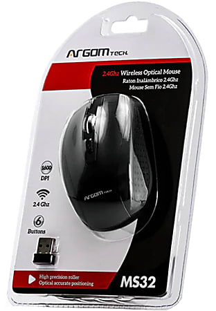Argom Tech 2.4GHz Wireless Mouse, Full Size, Black, A00082