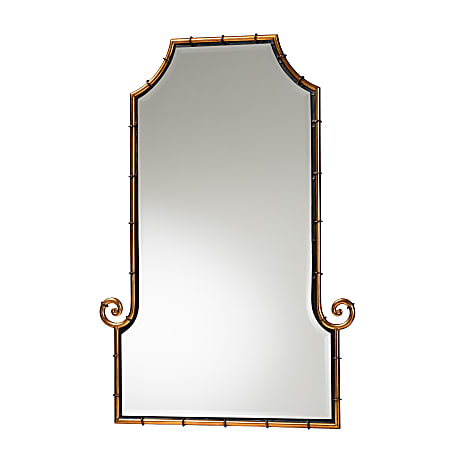 Baxton Studio Glamorous Hollywood Regency Style Bamboo Accent Wall Mirror, 42" x 29", Gold