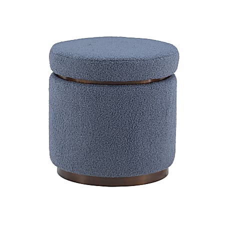 Linon Brenock Fabric Storage Ottoman, Blue Gray