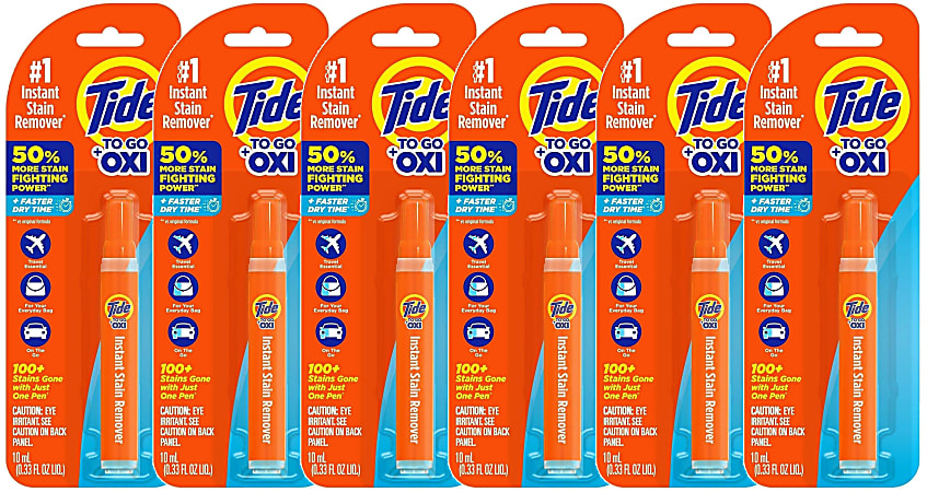 Tide To Go Stain Remover Pen - 0.34 oz (0.02 lb) - Phosphate-free, Machine Washable, Bleach-free - Orange - 6 / Carton
