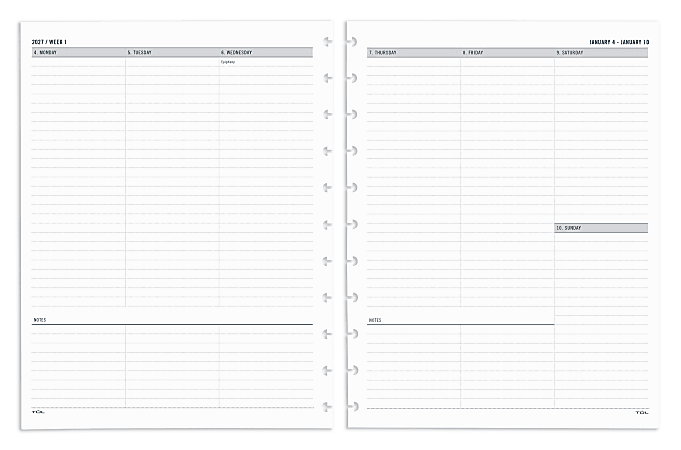 2027 TUL® Discbound Weekly Planner Refill Pages Set, Letter Size, January To December, Total Qty 1, TULLTFLRUTIMRY27