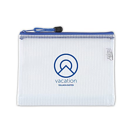 Custom 1-Color TSA Quart Size Mesh PolyWeave® Zipper Case/Pouch/Bag, 5-7/8" H x 7-7/8" W x 1-3/4" D, Box Of 60