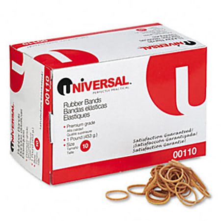 Universal Boxed Rubber Band - Size: #10 - 1.25" Length x 0.06" Width x 0.03" Thickness - 12lb/in - 3740 / Box - Rubber - Beige