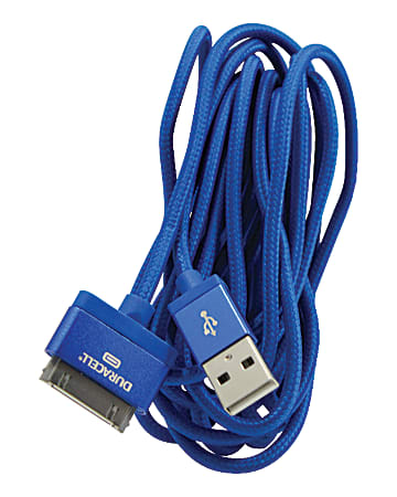 Duracell® Sync & Charge 30-Pin USB Cable, 10', Blue