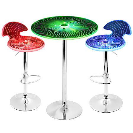 Lumisource Spyra Light Up Multicolor Bar Table With 2 Multicolor