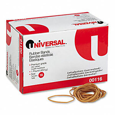 Universal Boxed Rubber Band - Size: #16 - 2.5" Length x 0.06" Width - 12lb/in - 2140 / Box - Rubber - Beige