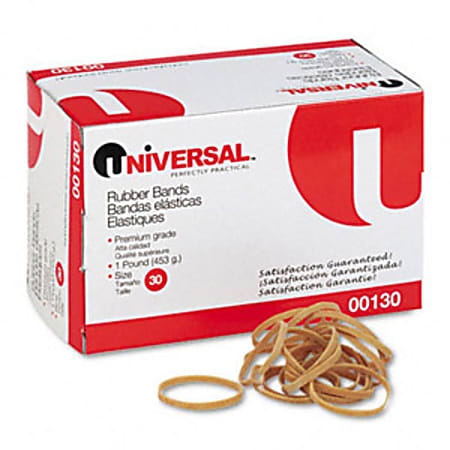 Universal Boxed Rubber Band - Size: #30 - 2" Length x 0.12" Width x 0.03" Thickness - 12lb/in - 1120 / Box - Rubber - Beige