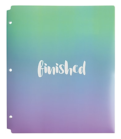Office Depot® Brand Fashion 2-Pocket Poly Folder, 8 1/2" x 11", Ombré "Finished"