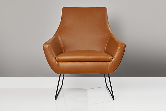 Adesso Kendrick Faux Leather Chair Matte BlackDistressed Camel