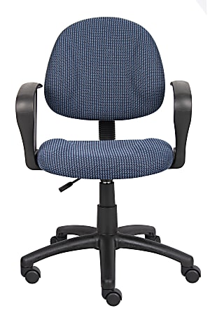 Boss Office Products Fabric Deluxe Posture Task Chair With Loop Arms, Blue/Black