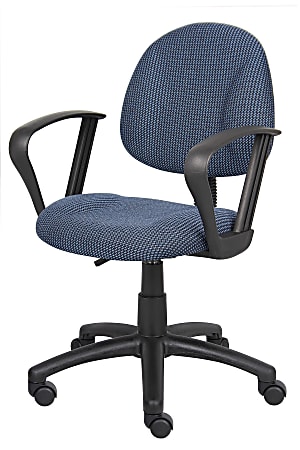 Boss Office Products Microfiber Deluxe Posture Chair with Adjustable Arms, Blue/Black