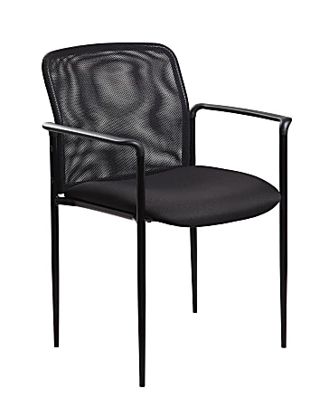 Boss Office Products Mesh-Back Stackable Chair, Black