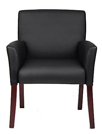 Boss Office Products Executive Box Arm Office Chair with Mahogany Base 