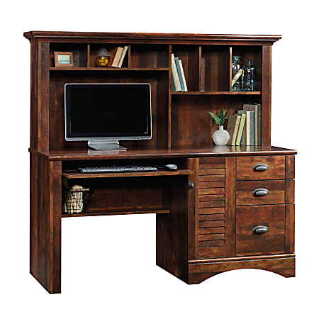 Sauder harbor view l 2025 shaped computer desk with hutch