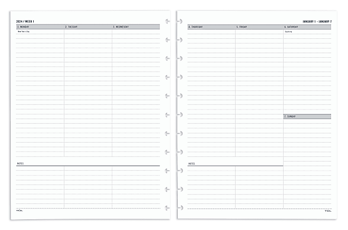 2024 Weekly Planner Inserts & Agenda Refill - Horizontal