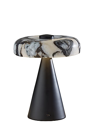 Adesso Randy 9"H Cordless Table Lamp, Marble/Black
