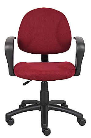 Boss Office Products Fabric Deluxe Posture Task Chair With Loop Arms, Burgundy/Black