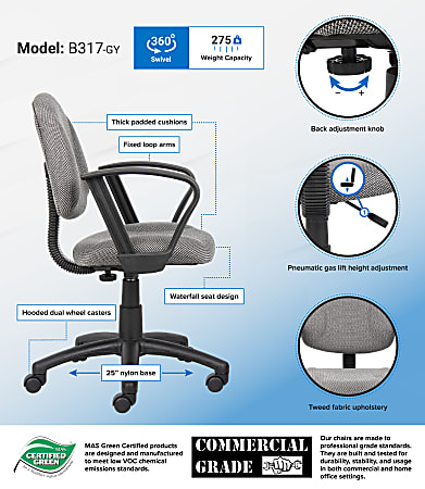 Boss office products black sales boss office deluxe posture chair