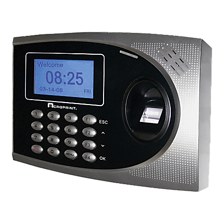 Acroprint TimeQPlus Biometric Time And Attendance System, 12" x 10.1" x 4.5", Black/Silver