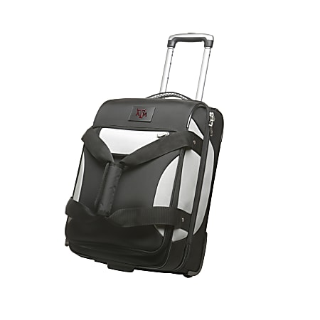 Denco Sports Luggage Nylon Rolling Drop-Bottom Travel Duffel, Texas A&M Aggies, 22"H x 14"W x 13 1/2"D, Black