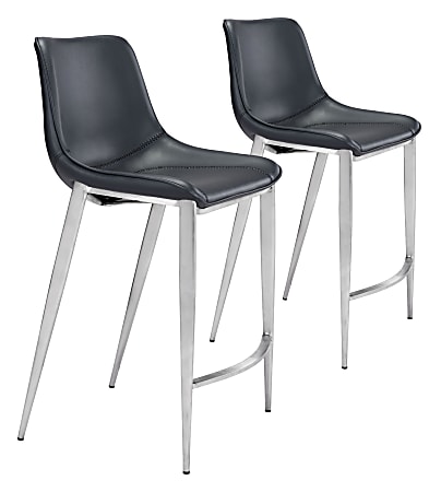 Zuo Modern® Magnus Counter Chairs, Black/Gray, Set Of 2 Chairs