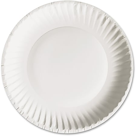 AJM Packaging Uncoated Paper Plates, 6 Inches, White, Round, 1000/Carton