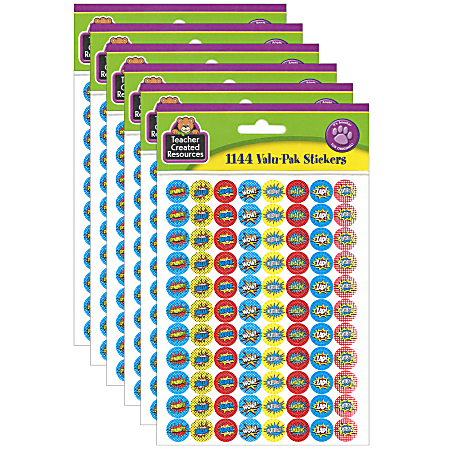 Teacher Created Resources® Mini Stickers, Superhero, 1,144 Stickers Per Pack, Set Of 6 Packs