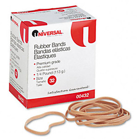 Universal Boxed Rubber Band - Size: #32 - 3" Length x 0.12" Width x 0.03" Thickness - 12lb/in - 185 / Box - Rubber - Beige
