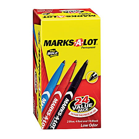 Avery® Pen Style Permanent Markers - Fine Marker Point - Bullet Marker Point Style - Assorted - 24 / Box