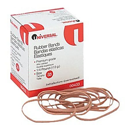 Universal 00433 Rubber Band - Size: #33 - 3.5" Length x 0.12" Width - 12lb/in - 158 / Box - Rubber - Beige