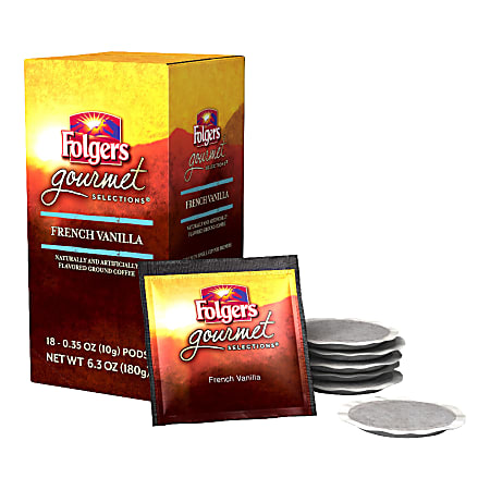 Folgers® Gourmet Selections Single-Serve Coffee Pods, Decaffeinated, Vanilla Biscotti, Carton Of 18