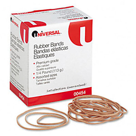 Universal Assorted Size Boxed Rubber Band - Size: #54 x 0.03" Thickness - 12lb/in - Rubber - Beige