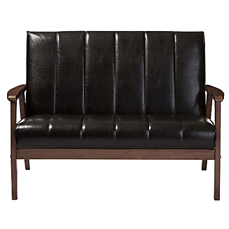 Baxton Studio Luisa Loveseat, Dark Brown/Cocoa